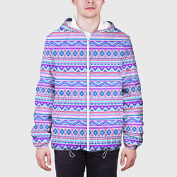 Куртка с капюшоном мужская Геометрические узоры из линий, цвет: 3D-белый — фото 2