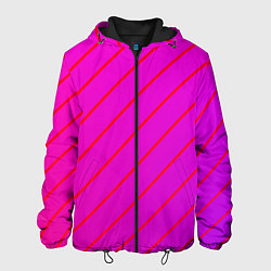 Куртка с капюшоном мужская Розовый и фиолетовые линии, цвет: 3D-черный