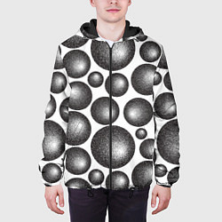 Куртка с капюшоном мужская Объёмные шары - текстура, цвет: 3D-черный — фото 2