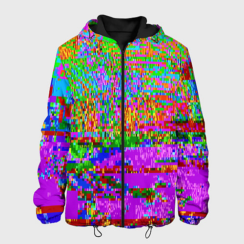 Мужская куртка Пиксельный глитч-арт паттерн / 3D-Черный – фото 1