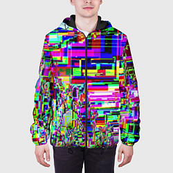 Куртка с капюшоном мужская Яркий авангардный глитч, цвет: 3D-черный — фото 2