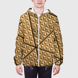 Куртка с капюшоном мужская Абстрактное металлическое покрытие - Золотой, цвет: 3D-белый — фото 2