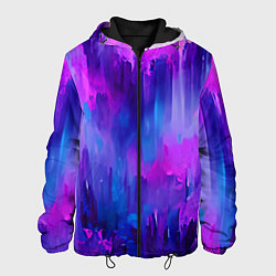 Куртка с капюшоном мужская Purple splashes, цвет: 3D-черный