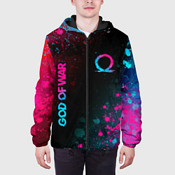 Куртка с капюшоном мужская God of War - neon gradient, цвет: 3D-черный — фото 2
