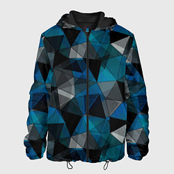 Куртка с капюшоном мужская Сине-черный геометрический, цвет: 3D-черный