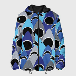 Куртка с капюшоном мужская Пасть акулы - паттерн, цвет: 3D-черный