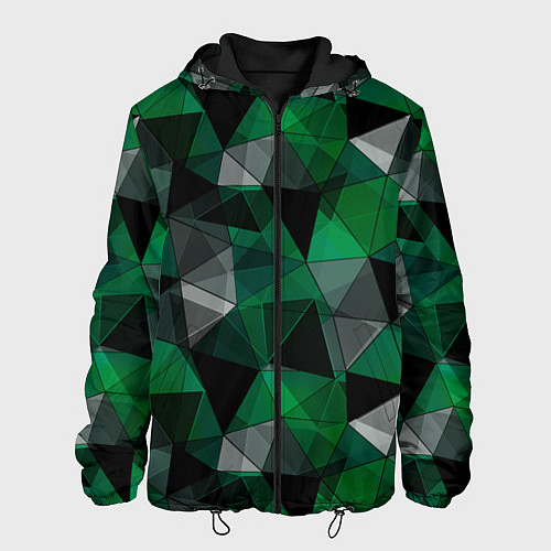 Мужская куртка Зеленый, серый и черный геометрический / 3D-Черный – фото 1