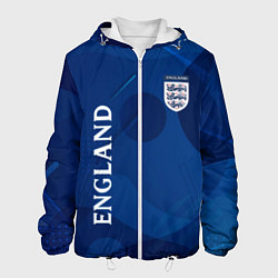 Куртка с капюшоном мужская Сборная Англии Синяя Абстракция, цвет: 3D-белый