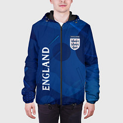 Куртка с капюшоном мужская Сборная Англии Синяя Абстракция, цвет: 3D-черный — фото 2