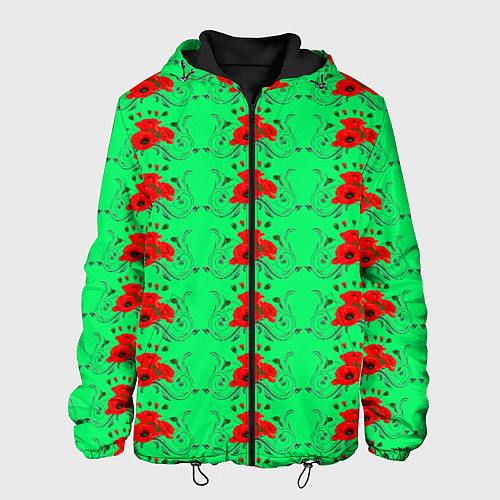 Мужская куртка Blooming red poppies / 3D-Черный – фото 1