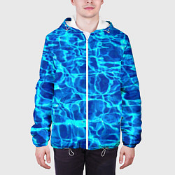 Куртка с капюшоном мужская Текстура поверхности воды, цвет: 3D-белый — фото 2