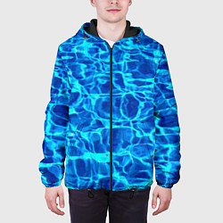Куртка с капюшоном мужская Текстура поверхности воды, цвет: 3D-черный — фото 2