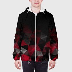 Куртка с капюшоном мужская Черно-красный геометрический, цвет: 3D-белый — фото 2