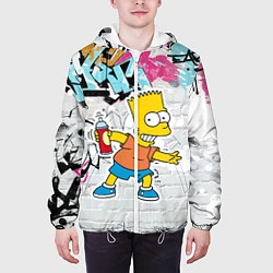 Куртка с капюшоном мужская Барт Симпсон на фоне стены с граффити, цвет: 3D-белый — фото 2