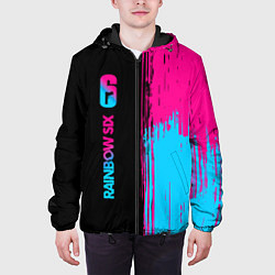 Куртка с капюшоном мужская Rainbow Six - neon gradient: по-вертикали, цвет: 3D-черный — фото 2