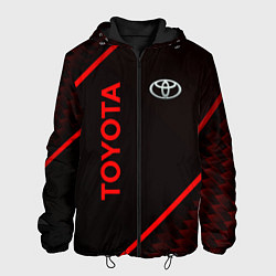 Куртка с капюшоном мужская Toyota Красная абстракция, цвет: 3D-черный
