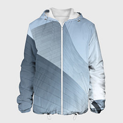 Куртка с капюшоном мужская Абстрактная геометрическая серебряная постройка, цвет: 3D-белый