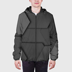 Куртка с капюшоном мужская Черные геометрические фигуры в трехмерном простран, цвет: 3D-черный — фото 2