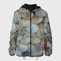 Куртка с капюшоном мужская Морские ракушки - паттерн, цвет: 3D-черный