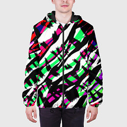 Куртка с капюшоном мужская Разноцветная Зебра, цвет: 3D-черный — фото 2