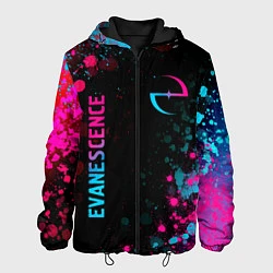 Куртка с капюшоном мужская Evanescence - neon gradient: символ и надпись верт, цвет: 3D-черный