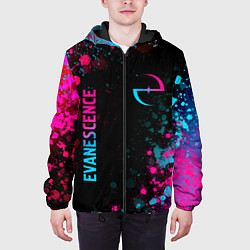 Куртка с капюшоном мужская Evanescence - neon gradient: символ и надпись верт, цвет: 3D-черный — фото 2