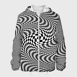 Куртка с капюшоном мужская Гипнотическая спираль - оптическая иллюзия, цвет: 3D-белый