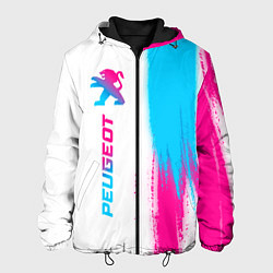 Куртка с капюшоном мужская Peugeot neon gradient style: по-вертикали, цвет: 3D-черный