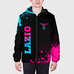 Куртка с капюшоном мужская Lazio - neon gradient: символ и надпись вертикальн, цвет: 3D-черный — фото 2