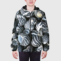 Куртка с капюшоном мужская Паттерн из океанских ракушек, цвет: 3D-черный — фото 2