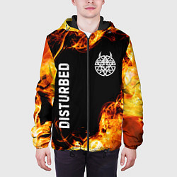 Куртка с капюшоном мужская Disturbed и пылающий огонь, цвет: 3D-черный — фото 2