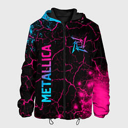 Куртка с капюшоном мужская Metallica - neon gradient: символ и надпись вертик, цвет: 3D-черный