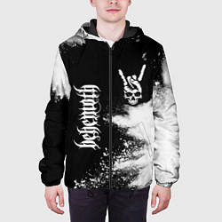 Куртка с капюшоном мужская Behemoth и рок символ на темном фоне, цвет: 3D-черный — фото 2