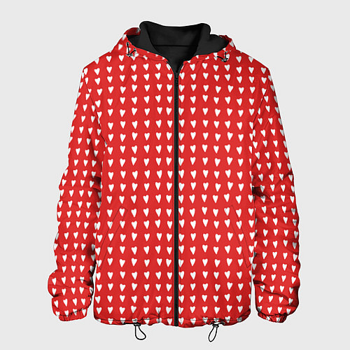Мужская куртка Красные сердечки паттерн / 3D-Черный – фото 1
