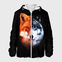 Куртка с капюшоном мужская Волк и Лисица, цвет: 3D-белый