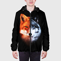 Куртка с капюшоном мужская Волк и Лисица, цвет: 3D-черный — фото 2
