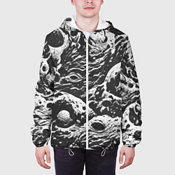 Куртка с капюшоном мужская Тёмный космический паттерн, цвет: 3D-белый — фото 2