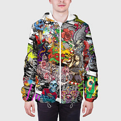 Куртка с капюшоном мужская Цветное граффити и татуировки, цвет: 3D-белый — фото 2