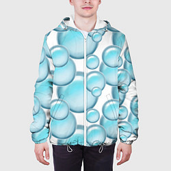 Куртка с капюшоном мужская Стеклянные голубые шарики марблс, цвет: 3D-белый — фото 2