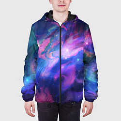 Куртка с капюшоном мужская Космическое туманное сияние, цвет: 3D-черный — фото 2