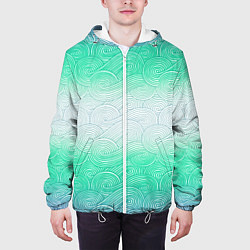 Куртка с капюшоном мужская Абстрактная волна градиентный паттерн, цвет: 3D-белый — фото 2