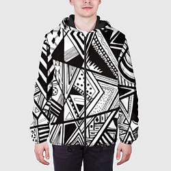 Куртка с капюшоном мужская Черно белый узор, цвет: 3D-черный — фото 2
