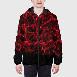 Куртка с капюшоном мужская Пиксельная абстракция, цвет: 3D-черный — фото 2