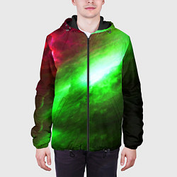Куртка с капюшоном мужская Зеленый космос бесконечность, цвет: 3D-черный — фото 2