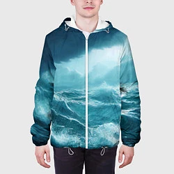 Куртка с капюшоном мужская Буря в море, цвет: 3D-белый — фото 2