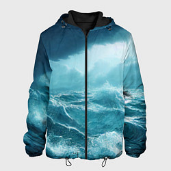 Куртка с капюшоном мужская Буря в море, цвет: 3D-черный