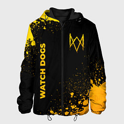 Куртка с капюшоном мужская Watch Dogs - gold gradient: надпись, символ, цвет: 3D-черный