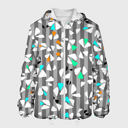 Куртка с капюшоном мужская Abstract pattern on striped gray background, цвет: 3D-белый