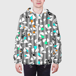 Куртка с капюшоном мужская Abstract pattern on striped gray background, цвет: 3D-белый — фото 2