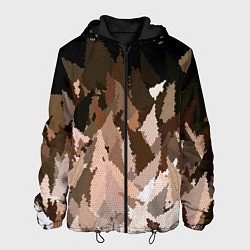 Куртка с капюшоном мужская Abstract mosaic pattern brown and black, цвет: 3D-черный